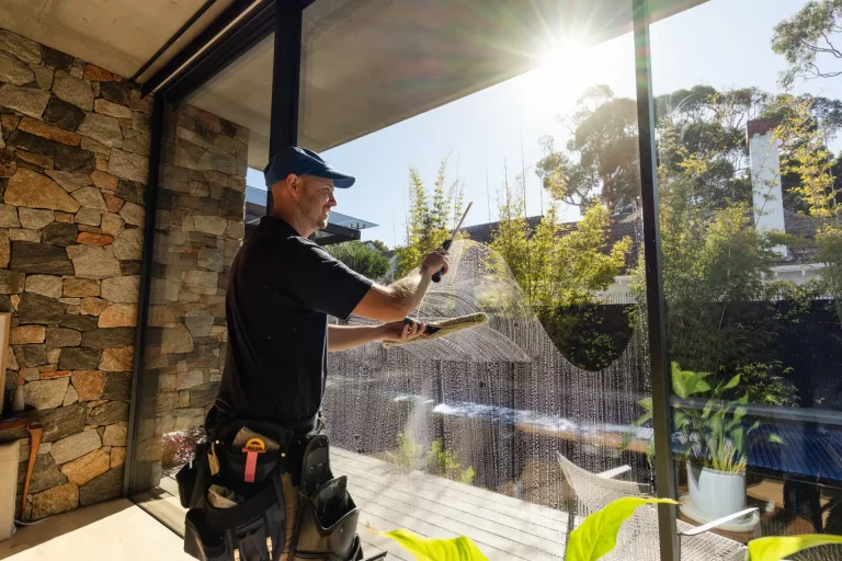 Interior window cleaning at a sunlit modern home in Nedlands, Perth