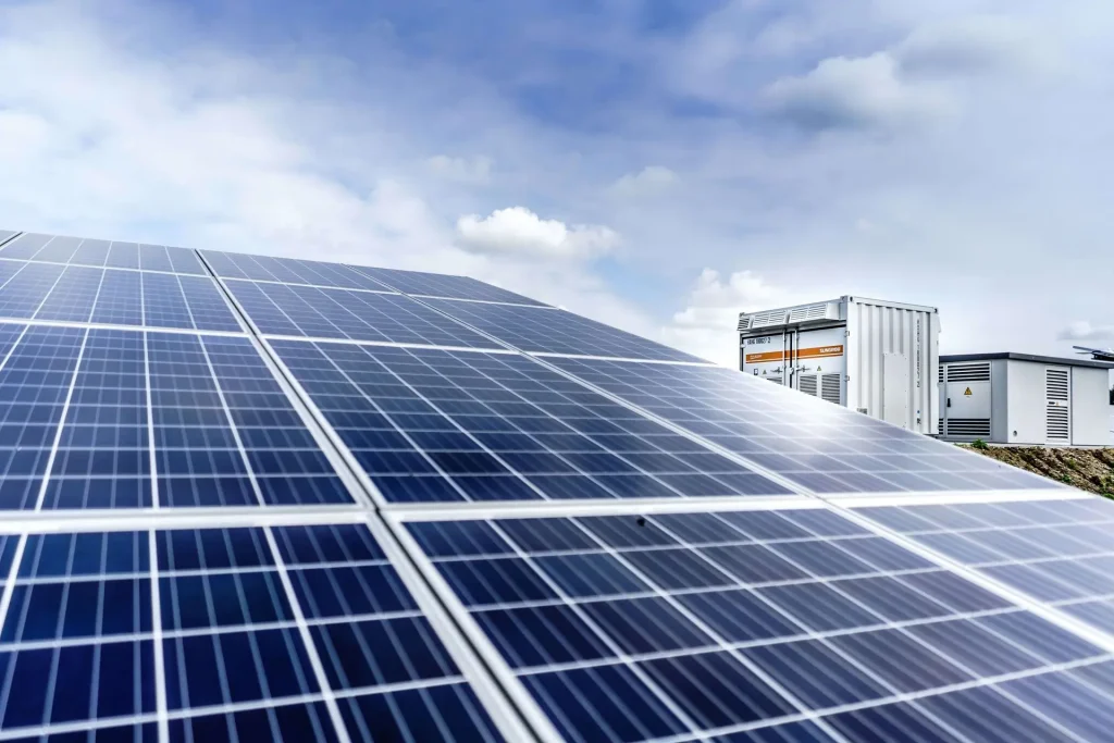 Commercial solar panels on an industrial site in Perth